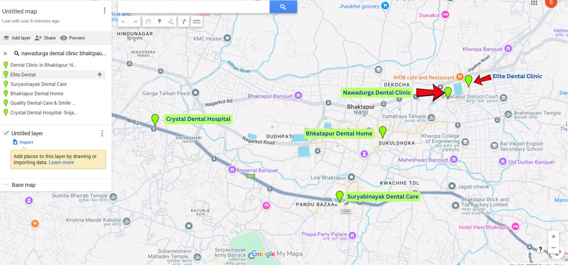 How to Choose a Dental Clinic Near Me — Top Tips for Bhaktapur Residents 3 Map of Bhaktapur showing best dental clinics near Suryabinayak and Kamalbinayak